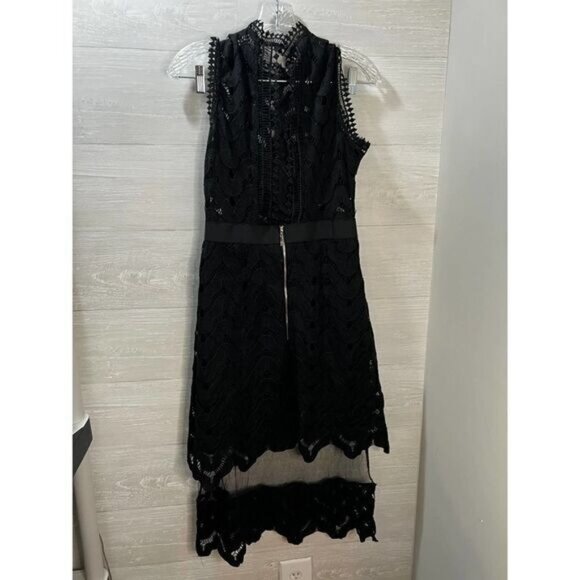 Black Lace Sleeveless Tiered Midi Dress Small‎ - Picture 3 of 7